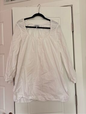 Ganni White Long-Sleeve Peasant Tunic